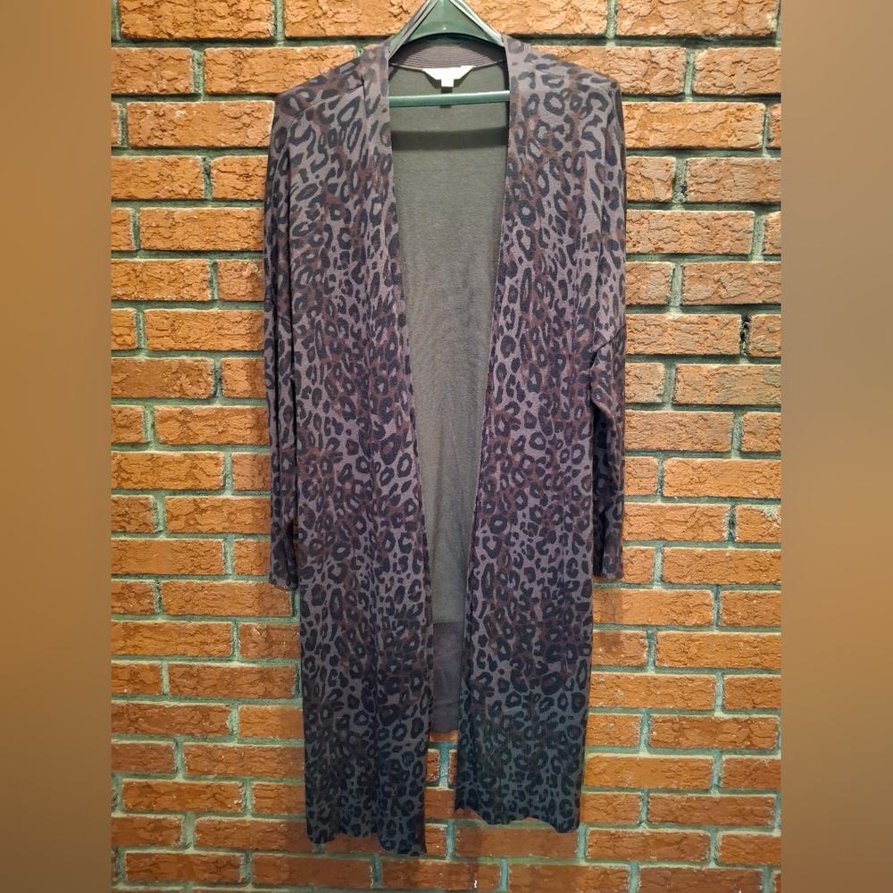 Leopard Print Open Front Cardigan